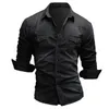 Chemises décontractées pour hommes Printemps Automne Hommes à manches longues Cowboy Chemise Hommes Élégant Wash Slim Fit Tops Mâle Coton Jeans Vêtements de haute qualité