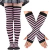 Dames sokken mode gestreepte lange sexy dij hoge kousen en handschoenen cosplay Halloween Festival Stripe set