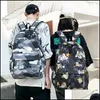 Storage Bags Fashion Men Backpack Cool School For Teenager Boys Camouflage Text Student Book Bag Largecapacity Drop Delivery Home Ga Otwnq