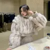 Women's Down 2022 Winter Warm Real Fur Knitted Sweater For Women Luxury Genuine Turtleneck Loose Cropped Knitwear Pullover