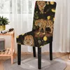 Stol täcker tiger bladtryck stretch täcke hög rygg dammtät hem matsal dekor stolar levande lounge kontor