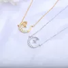 Kedjor koreansk version stjärna moon halsband sterling silver färg mikro inlagd kvinnors mode guld kort