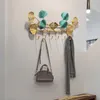 التماثيل الزخرفية النمط الأوروبي فن الحديد الفنية الإبداعية خطاف جدار Ginkgo معلق معطف معطف المنزل الديكور يدويًا مصنوعة يدويًا