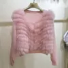 Women's Fur Women Real Coats And Jackets For Pearls Beaded Christmas Lady's Fashion Sweater Coat