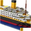 Blocks 1860Pcs Mini Model Titanic Cruise Ship Boat Diy Diamond Building Bricks Kit Children Kids Toys Sale Price Drop Delivery Gifts Dhyva