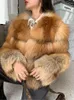 Women's Fur Luxury Red Natural One Coats Jackets Women's Thick Warm Genuine