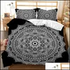 Set di biancheria da letto Set di stampa 3D HD Set personalizzato King Mandala India Boemia Piumino Er Trapunta / Coperta Biancheria da letto Consegna nave di consegna Giardino di casa Testo Ot57E