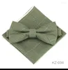 Bow Ties Luxury 2 PCS Mens Plaid Check Pocket Square Bows TIE TIN