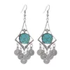 Vintage trendy bengle earring mode legering Boheemse turquoise kwastoor oorbellen voor vrouwen sieraden
