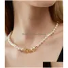 Chokers berömda brittiska designer Pearl Necklace Choker Chain Letterv Pendant 18K Gold Plated 925 Sier Titanium Jewelry for Women Me4635552