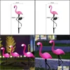 Lawn Lamps Garden Ornaments Outdoor Solar Light Pink Bird Backyard Courtyard Top Floor Decor Wireless Waterproof Art Night Lamp Drop Dhqkx