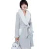 Women's Fur & Faux Real Coat Large Natural Mink Collar Long Winter Jacket Women Lamb Liner Tweed Wool Coats 68226YQ1808