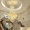 Chandeliers Modern Crystal Chandelier Lighting Led Lamps Lights Duplex Villa Spiral Staircase Living Room Hanging Mall Drop Delivery Dhw8G
