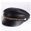 Berets Brand 2022 Spring/Winter Usisex 54-60 cm Balck Leather Leather Hindproof Caps Man/Woman Duckbill Gorras