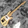 Lvybest Electric Guitar Custom Grand Fly Butter 5 Strings Bass Guitar with 9V Active Pickups in Natural Color