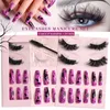 Halloween Eyelash Beauty Set Multi-Layer Thick Messy False Eyelashes Nail Tip Manicure