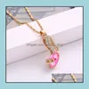 Pendant Necklaces Crystal Shoes Pendants Necklace Sier Gold Chains Ladies Rhinestones Highheeled Shoe Charms For Women Jewelry Drop D Otw9B