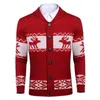 Men's Sweaters Winter Sweater Men Coat Single-breasted Long Sleeves Soft Warm Cardigan Elk Snowflake Print Christmas For Daily Wear