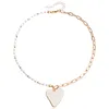 Koreaanse chique gouden kleurenketting ketting eenvoudige casual witte hart hanglank ketting mode dames choker feest bruiloft sieraden