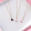 Simple Colorful Butterfly Pendant Necklace for Women Delicate Jewelry Gold Color Chain Choker Necklaces Party Jewelry