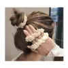 Elastici per capelli Donna Eleganti Cravatte di perle Perline Scrunchies per ragazze Supporti per coda di cavallo Accessori Fascia elastica morbida per capelli Scrunchy Drop D Otoli