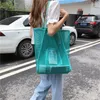 Evening Bags Clear Mesh Shoulder Bag Women Beach Canvas Shopping Large Heavy Duty Roll Folding Handbags Mom Baby Toy Travel Tote