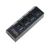 Poorten 2.0 3.0 USB Hub Splitter Hoge snelheid Multi Adapter Expander -kabel met aan/uit Schakelaar Power EU -plug