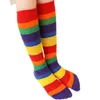 Men's Socks Design Fashion Child Rainbow Knee Striped Multicolour Cotton High Christmas Gifts