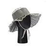 Berets 2022 Foldable Pleated Belt Strap Big Brim Hat Ladies Beach Travel Sun Shade Straw