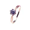 Cluster Rings 585 Purple Gold 14K Rose Diamond For Women Opening Adjustable Classic Craft Simple Luxury Jewelry Party Gift