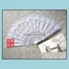 Party Favor 50Pcs / Lot Mariage Blanc Dentelle Fan Main Fans Déguisements Geisha / Espagnol Dhs Drop Delivery Maison Jardin Fournitures De Fête Ev Otxpj