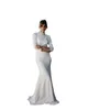 Elegant Plus Size Mermaid Wedding Dresses High Jewel Neck Pearls Floor Length Backless Draped Long Sleeves Satin Garden Bridal Gowns Custom Made