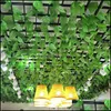 Decorative Flowers Wreaths 12Pcs/Bag Green Artificial Hanging Vine Leaf Garland Plants Leaves Diy For Home Bathroom Decoration Gar Otap9