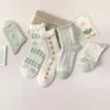 Women Socks 2022 Spring And Summer Green Lace Bubble Female Small Floral Twisted Tube Student