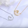 Kedjor koreansk version stjärna moon halsband sterling silver färg mikro inlagd kvinnors mode guld kort