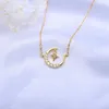 Ketten Koreanische Version Stern Mond Halskette Sterling Silber Farbe Micro Intarsien Damenmode Gold Kurz