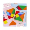 Puzzles Neves Neto Montessori Tangram Drewniana łamigłówka 3D Colorf Constructor Board Gra dla dzieci matematyka matematyka edukacyjna upuszczenie de dhgh5