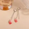 Pendientes colgantes de borla larga Patal de flor rosa Simple de Color plateado para mujer Brincos fiesta boda joyería nupcial