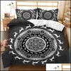 Set di biancheria da letto Set di stampa 3D HD Set personalizzato King Mandala India Boemia Piumino Er Trapunta / Coperta Biancheria da letto Consegna nave di consegna Giardino di casa Testo Ot57E