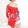 민족 의류 기모노 여자 드레스 일본 스타일의 섹시한 유카타 v- 넥 꽃 플로럴 프린트 새틴 실크 파티 잉글랜드 욕조 목욕 로브 게이샤 의상
