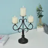 Titulares de vela 3 Candelabra de ferro forjado Stand Pillar Black Stand para Mantle Fireplace Wedding Decoration Table Centerpieces