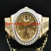 Rostfritt stål armband Nytt herr 2 II Solid 18 kt 41mm Diamond Watch Gold Dial 8 CT Automatisk mekanisk man Watch Wristwatch264a