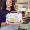 Opslagflessen 10 inch draagbare cakebox ronde bankethouder verjaardag bruiloft keuken bakken cupcake carrier lade tool