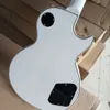 Guitare électrique blanche pour gaucher, 6 cordes, avec touche en palissandre, matériel doré personnalisable