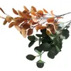 Decorative Flowers 10p Artificial Eucalyptus Leaf Plant Plastic Greenery Green & Autumn Red Color For Home Party Decorations Floral