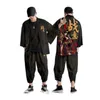 Abbigliamento etnico Kimono vintage stile giapponese Pantaloni Haori Set Uomo Costume tradizionale cardigan streetwear Harajuku Cappotto272l