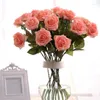 Decorative Flowers 5Pcs 44cm Simulation Rose Artificial Decoration Home Bride Hand Hold Fake Wedding Decor