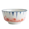 Dinnerware Sets Japanese Creative Rice Bowl Household Underglaze Color Tall Ceramic Container Single Porcelain Dish Set