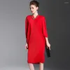 Casual Dresses Big Size Clothes Women Sexy V Neck Dress Femme Bat Sleeves Loose Robe Feminal Ete Summer Stretch Vestidos De Verano Mujer