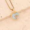 Luxury Colorful Resin Acrylic Crystal Heart Pendant Necklace Gold Color Stainless Steel Beads Chain Necklace Chocker Jewelry